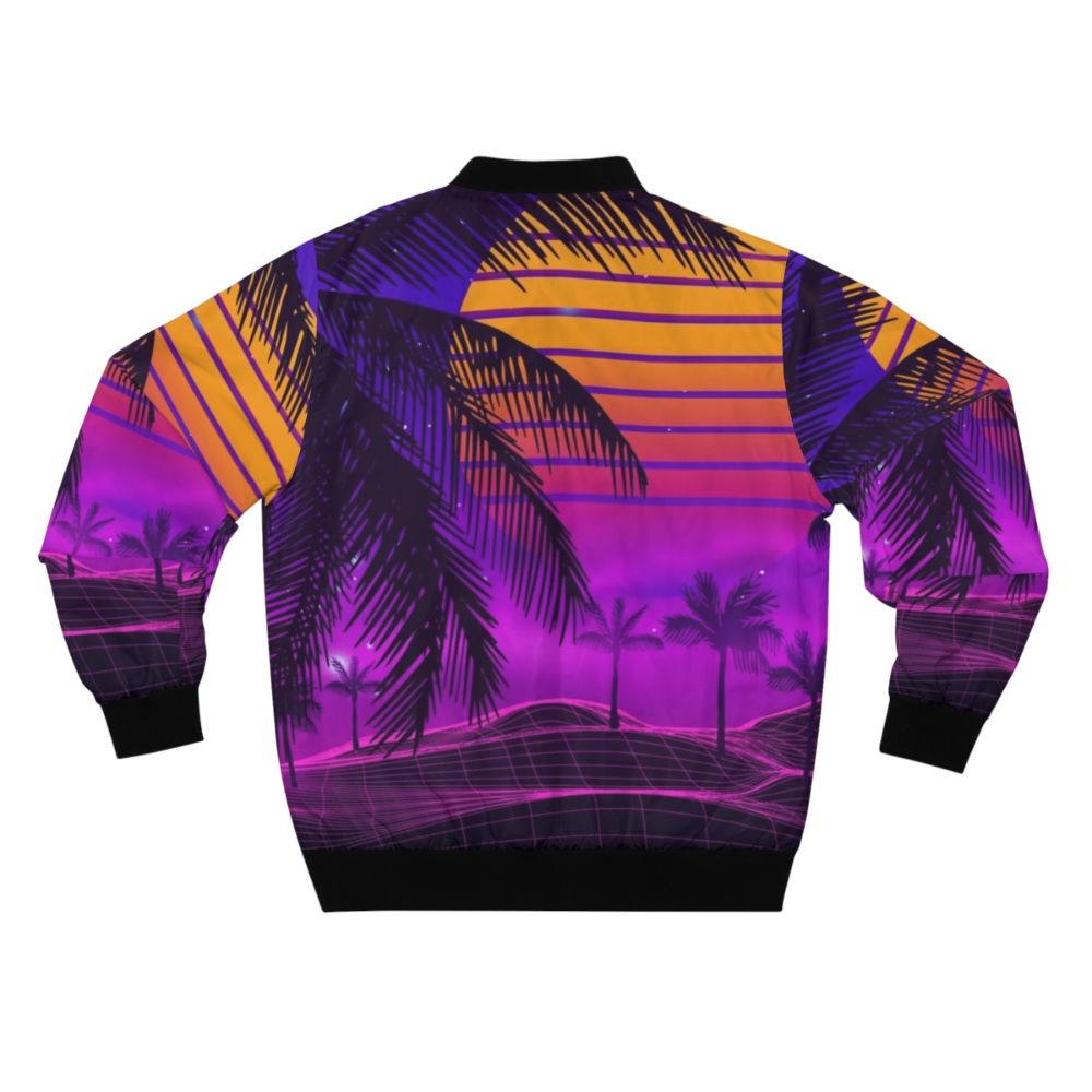 80s synthwave bomber jacket with retro futuristic sunset aesthetic design - Back