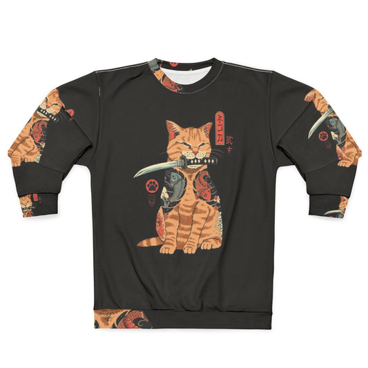 Cat wearing Japanese-inspired Catana sweatshirt