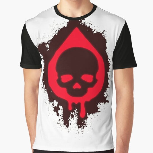 State of Decay 2 Plague Heart graphic t-shirt featuring a skull and blood design