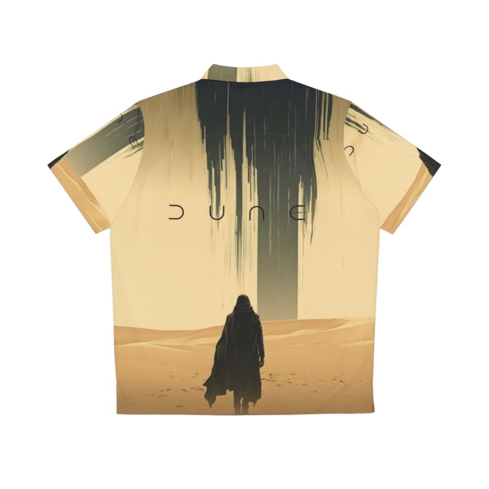 Sand colored Hawaiian shirt with desert and dune inspired design - Back