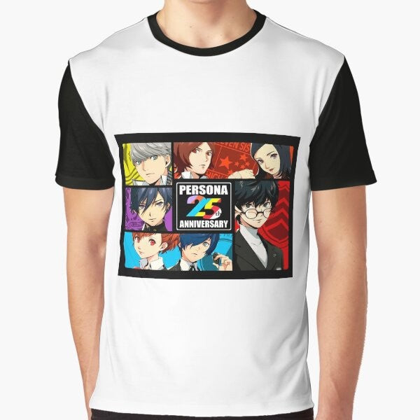 Persona Anniversary Graphic T-Shirt with series logos and memes