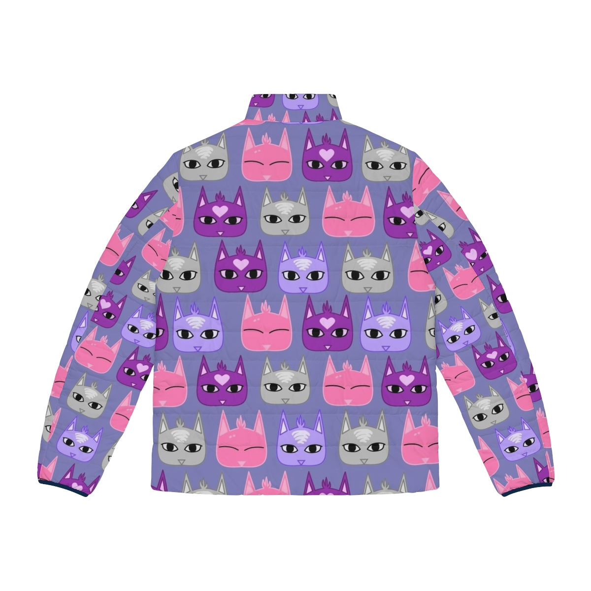 Colorful cats puffer jacket featuring the Dream Daddy Dadsona character - Back