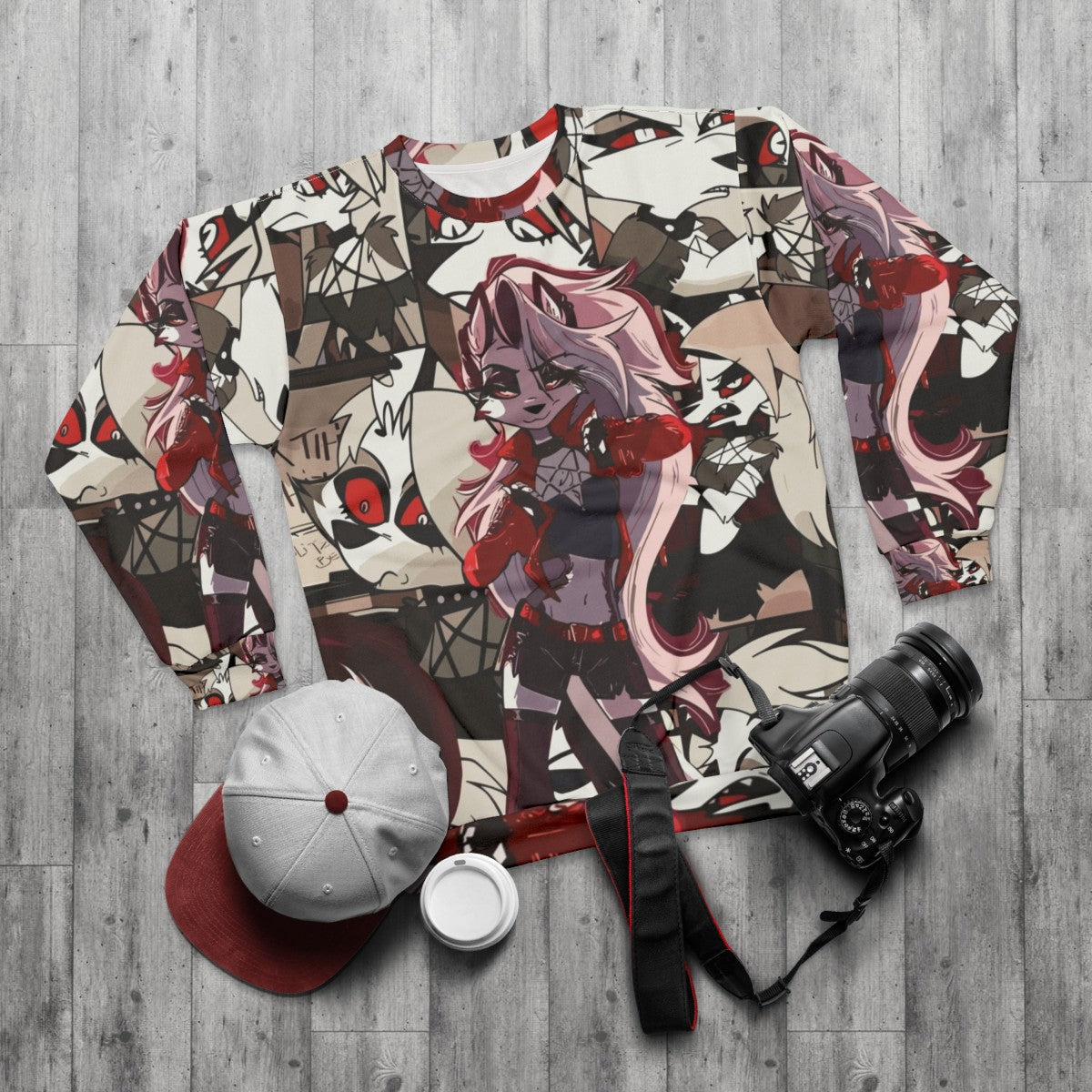 Helluva Boss Loona Anime Character Sweatshirt - flat lay