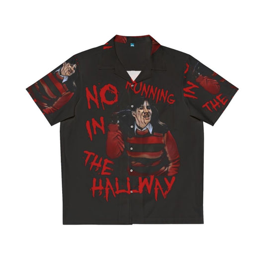 Classic horror-inspired 'No Running in the Hallway' Hawaiian shirt