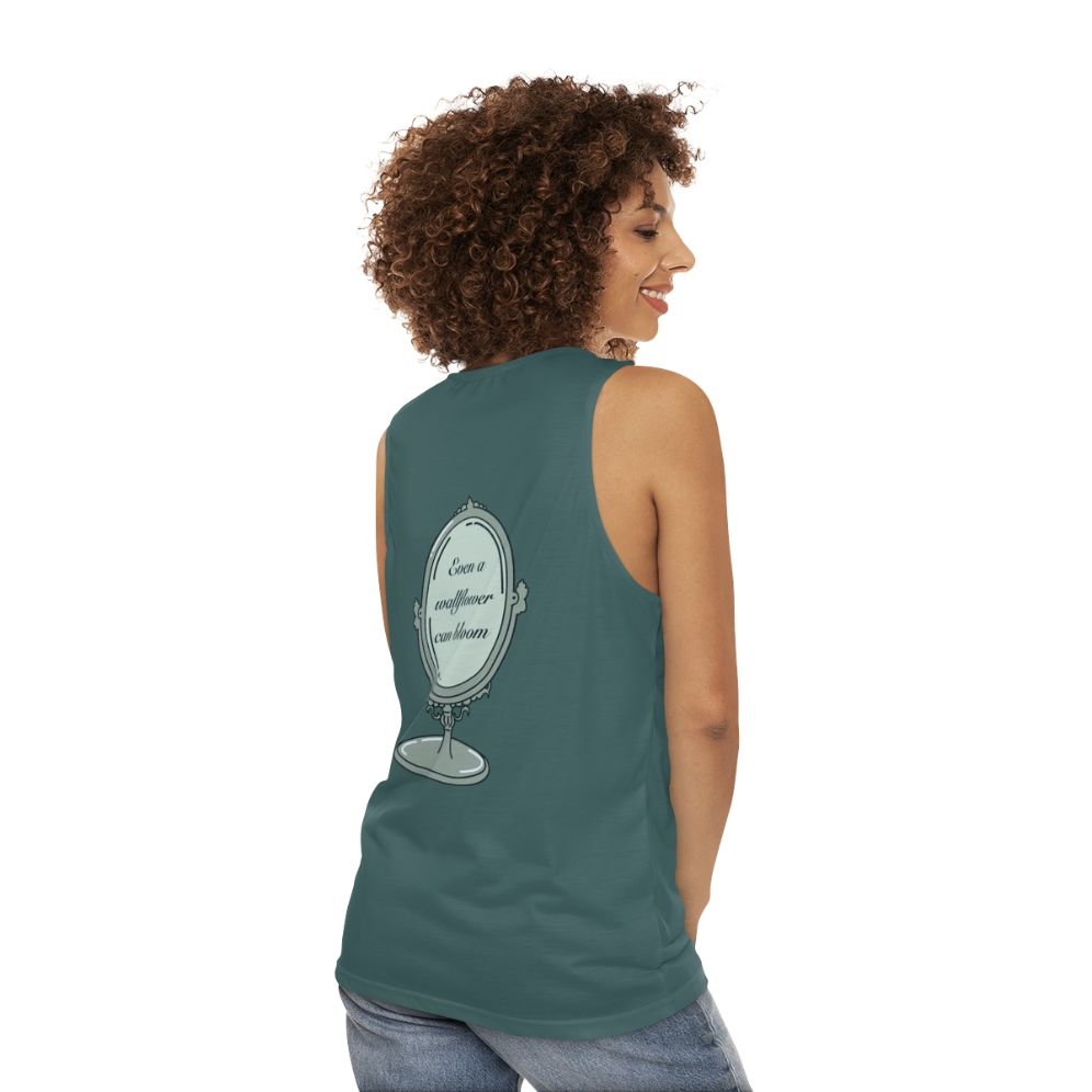 Unisex tank top with floral design inspired by the Netflix series Bridgerton - women back