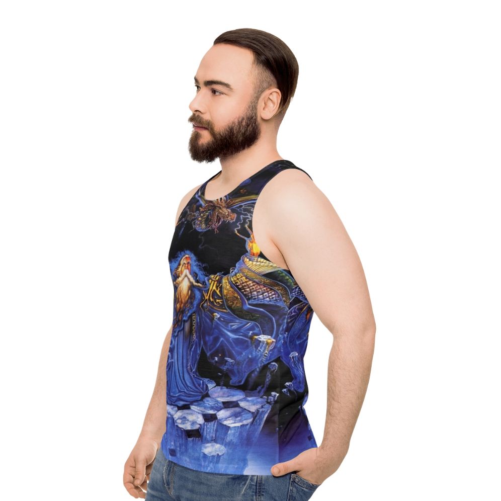 Dragon wizard graphic on unisex tank top - men side