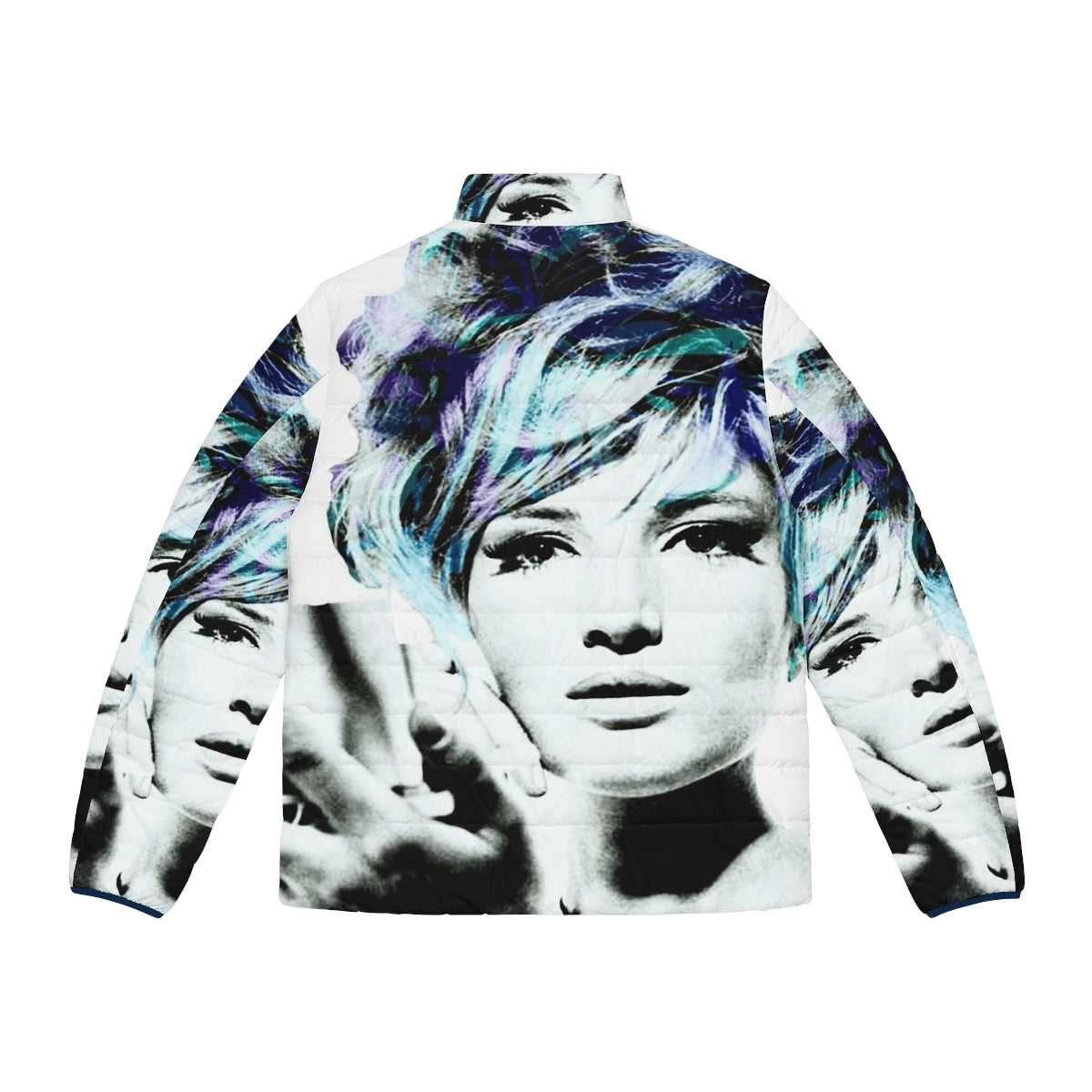 Monica Vitti inspired pop art puffer jacket in blue and purple - Back