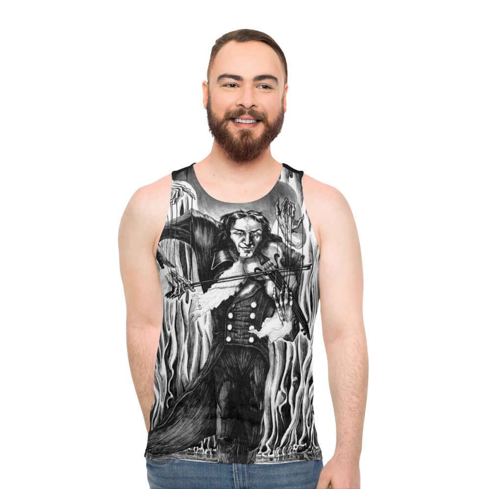 Dark musician unisex tank top with Niccolo Paganini violin art - men