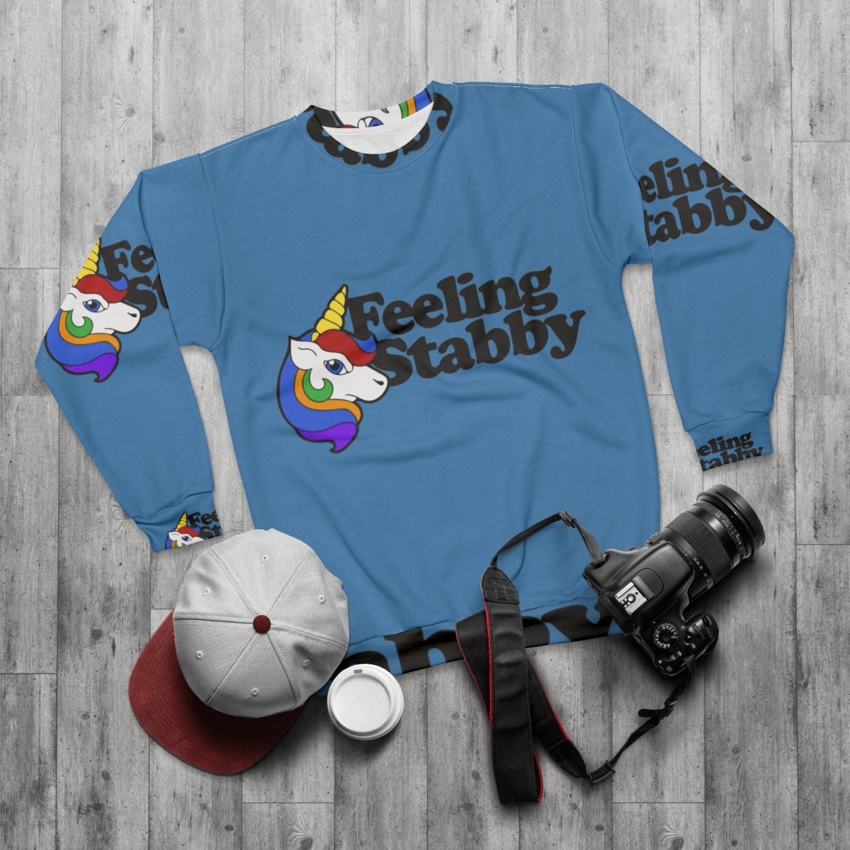 Feeling Stabby Unicorn Sweatshirt - flat lay