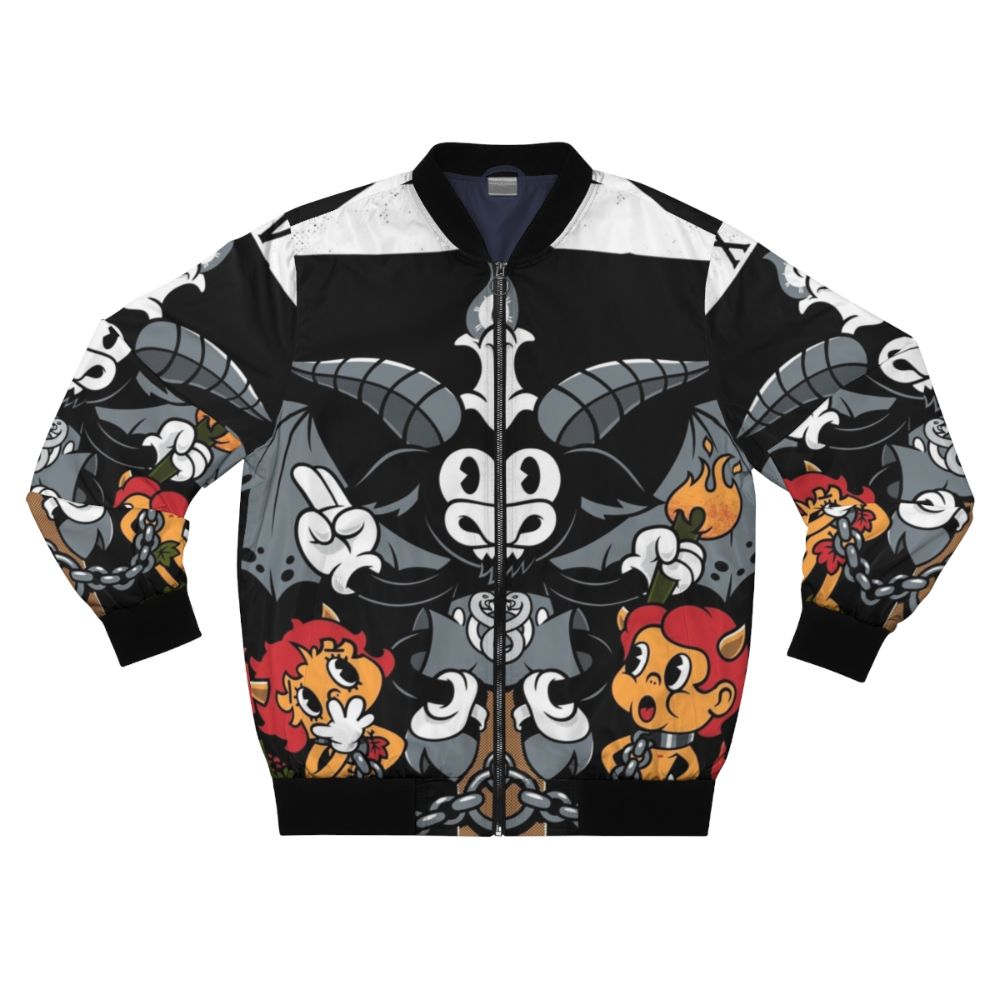 Vintage tarot devil baphomet bomber jacket with retro design