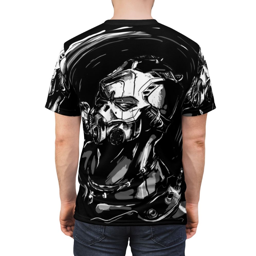 Borderlands inspired Krieg t-shirt with dark, dramatic fan art design - men back