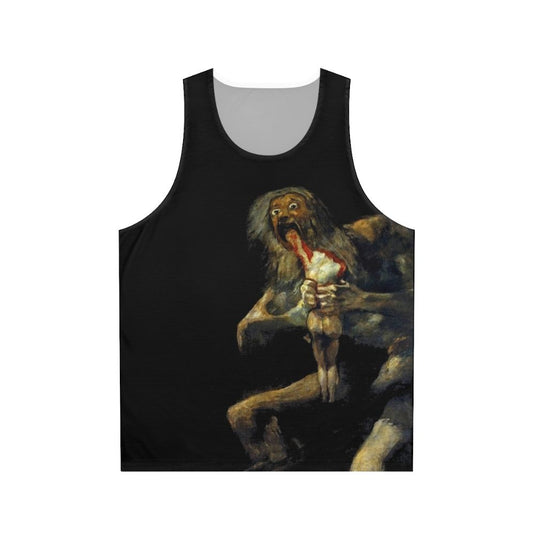 Unisex tank top featuring the mythological figure of Saturn devouring his son