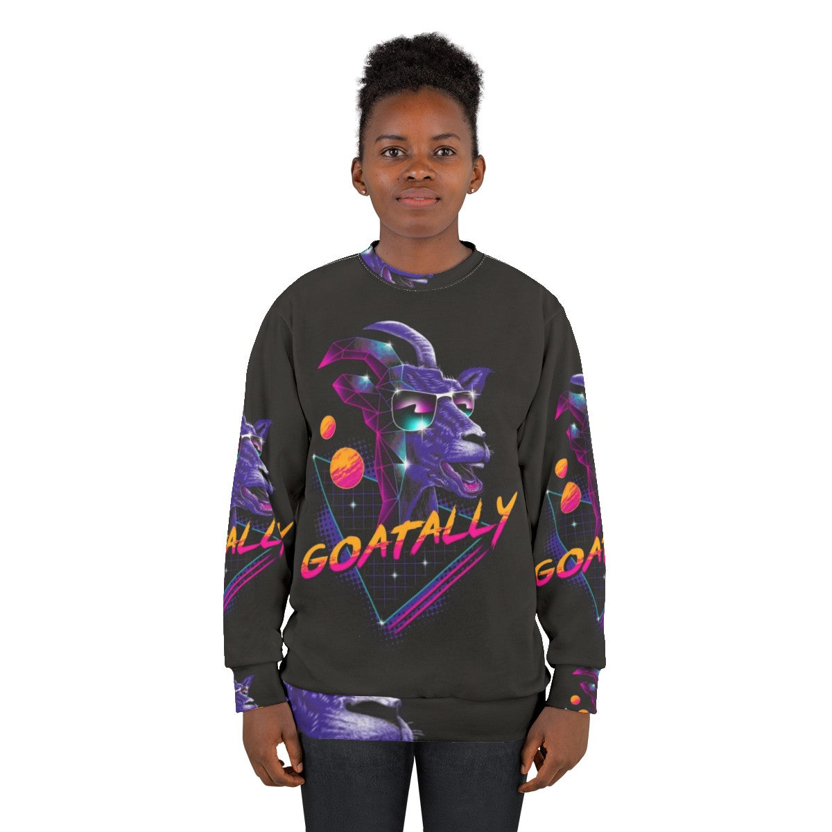 Goatally neon retro synthwave sweatshirt - women