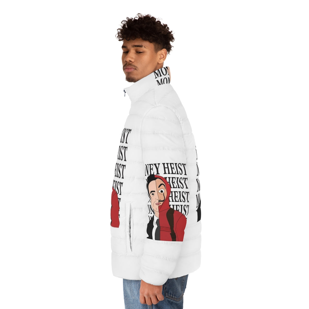 Money Heist Berlin Illustration Puffer Jacket - men side left