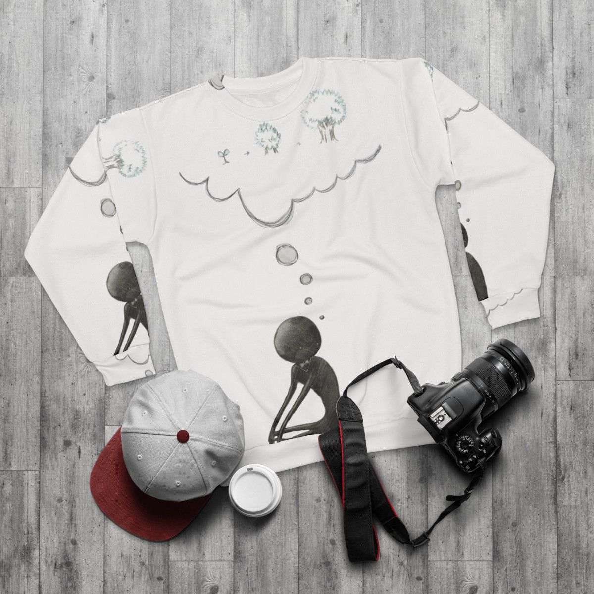 Deemo Thinking About Growing Up Fantasy Sweatshirt - flat lay