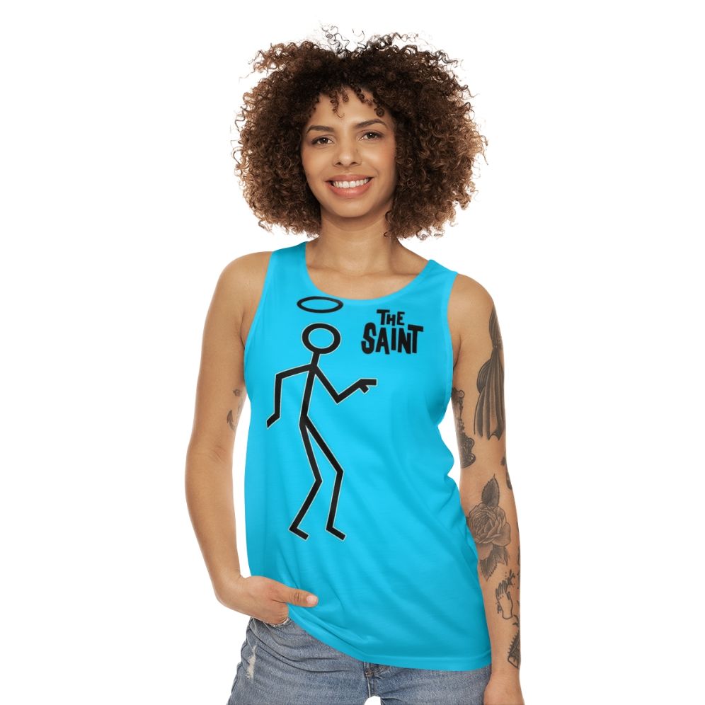 Retro unisex tank top inspired by The Saint TV series - women