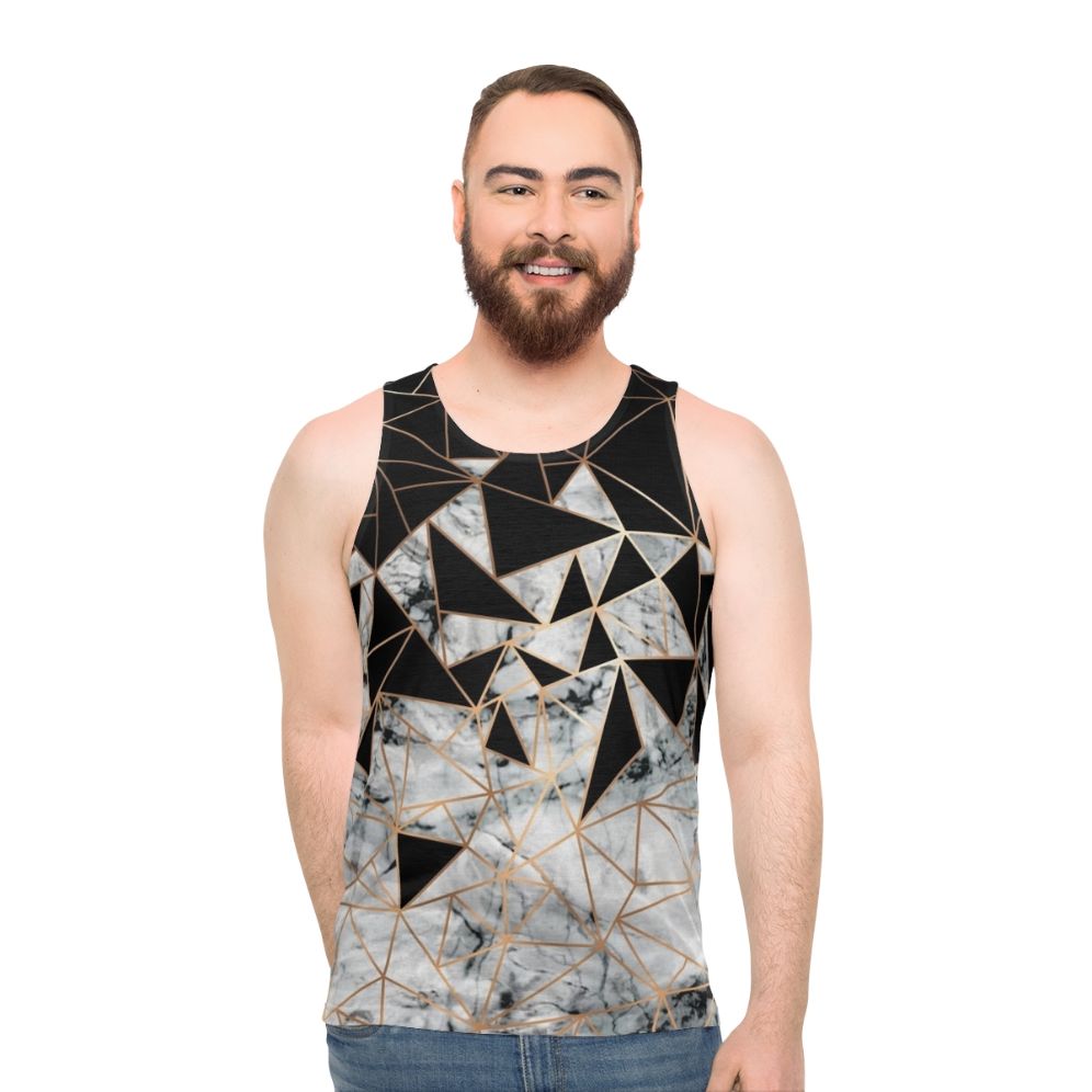 Marble polygon pattern unisex tank top - men