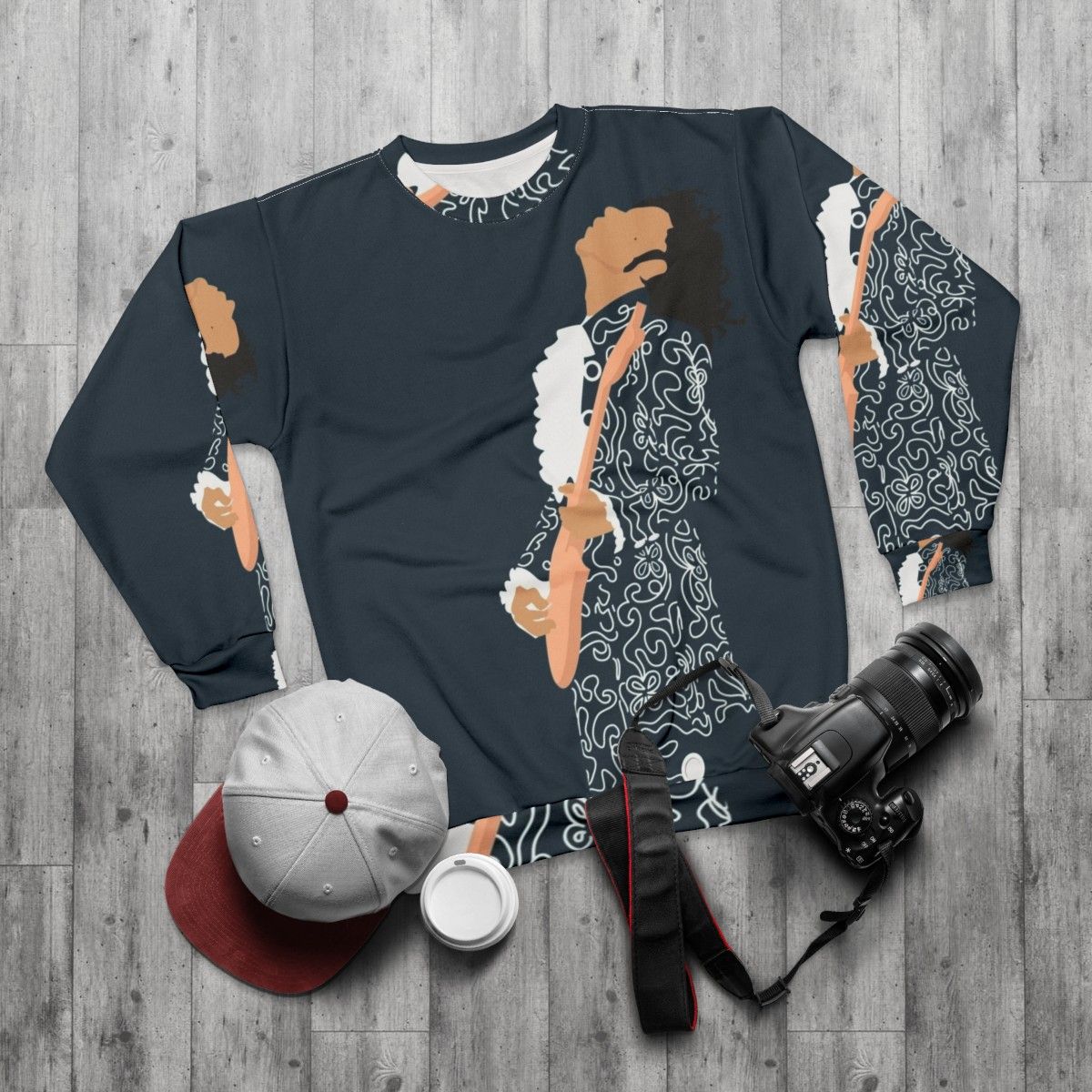 Mozart Sweatshirt featuring the composer's portrait - flat lay