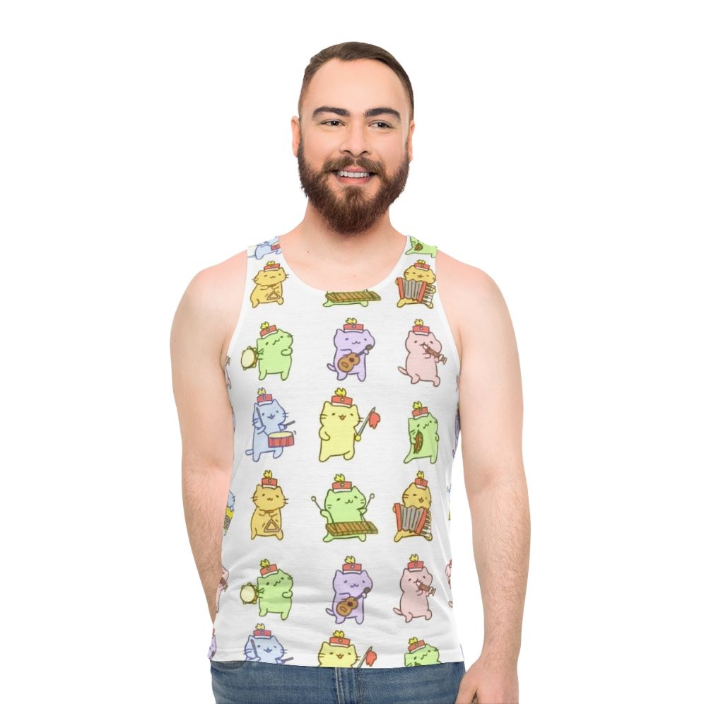 Mitchiri Neko unisex tank top with cute cat design - men