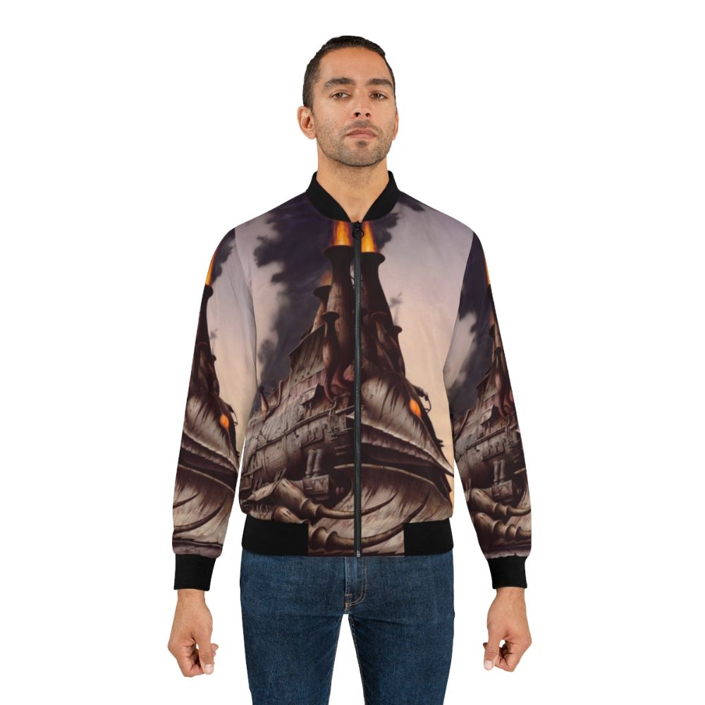 Steampunk-inspired heavy metal album cover bomber jacket - Lifestyle