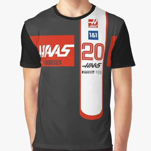 Haas F1 2022 Magnussen Graphic T-Shirt with Formula 1 racing car design