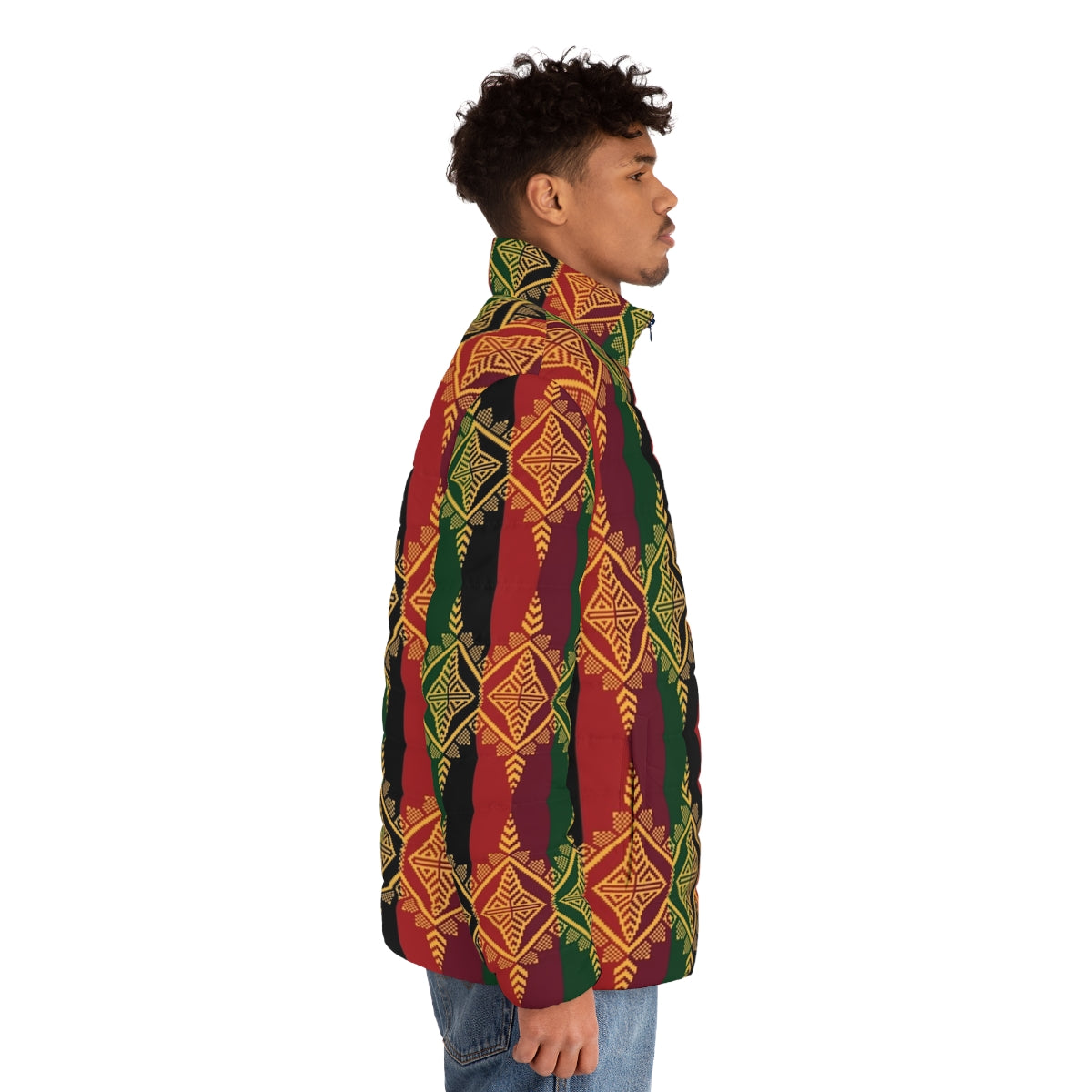 Ethnic Filipino Tribal Pattern Inaul Puffer Jacket - men side right