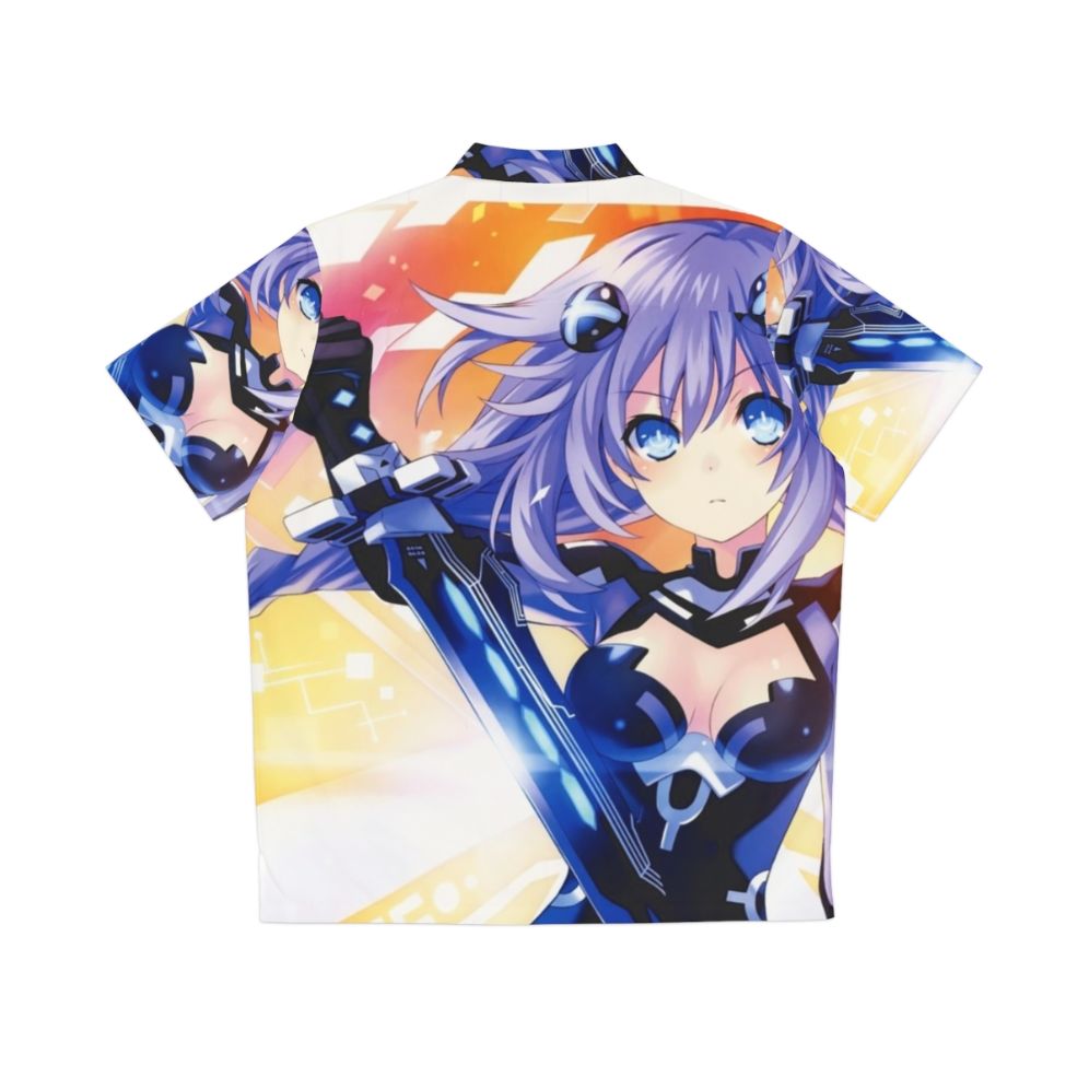 Neptunia U Hawaiian Shirt with Purple Heart and Neptune Characters - Back