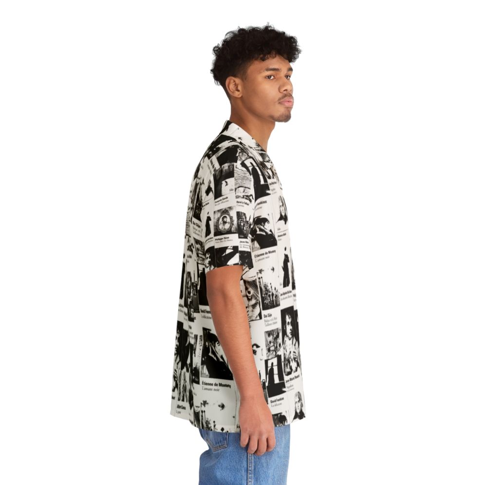 black and white tropical hawaiian button down shirt - People Pight