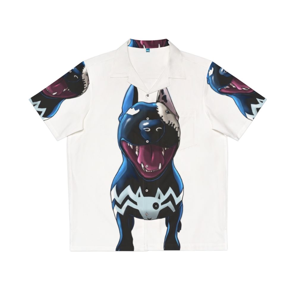 Superhero Supervillain Hawaiian Shirt with Bullterrier Dog