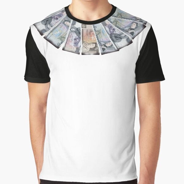 The Stone Roses Ian Brown Graphic T-Shirt featuring a vintage-inspired money graphic design