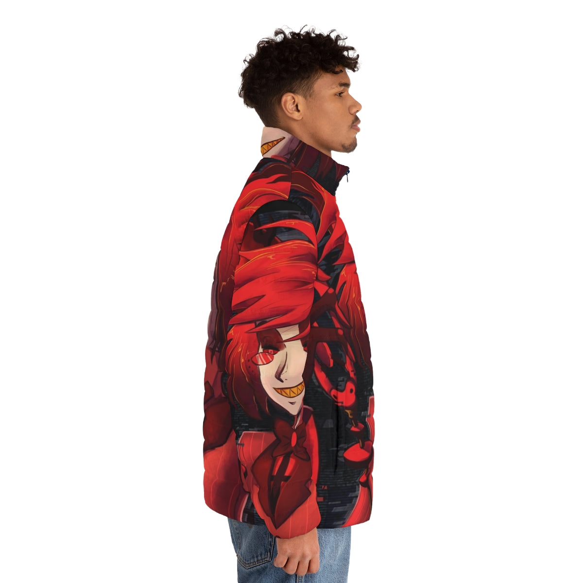 Hazbin Hotel Alastor Radio Demon Puffer Jacket, Anime Cosplay Merchandise - men side right