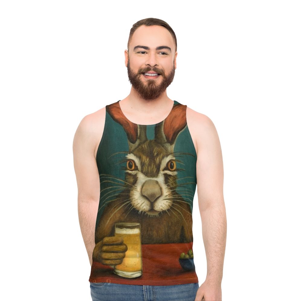 Funny bunny hopping tank top - men