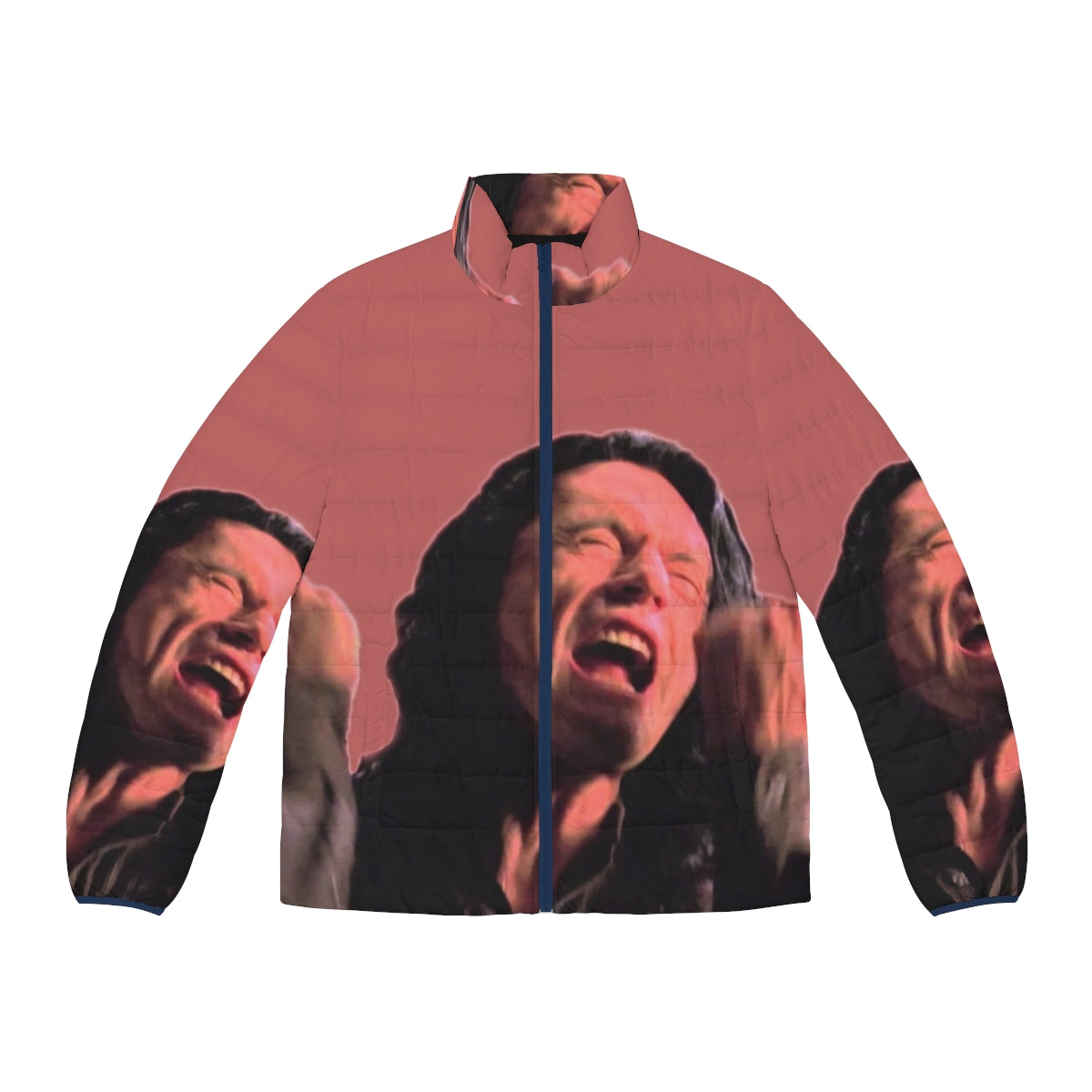 "The Room" inspired puffer jacket with "You're Tearing Me Apart, Lisa!" text