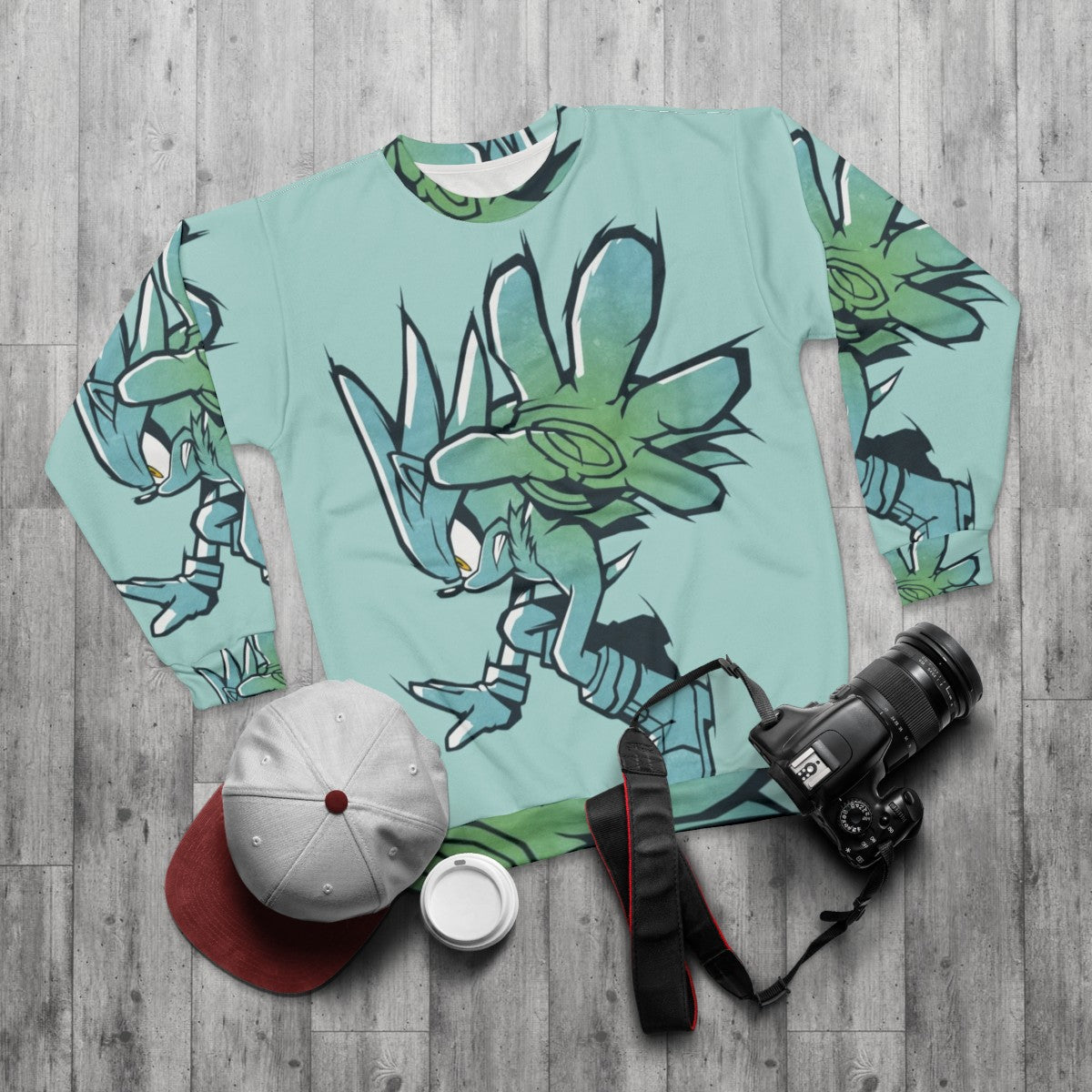 Silver Sonic the Hedgehog Sweatshirt - flat lay