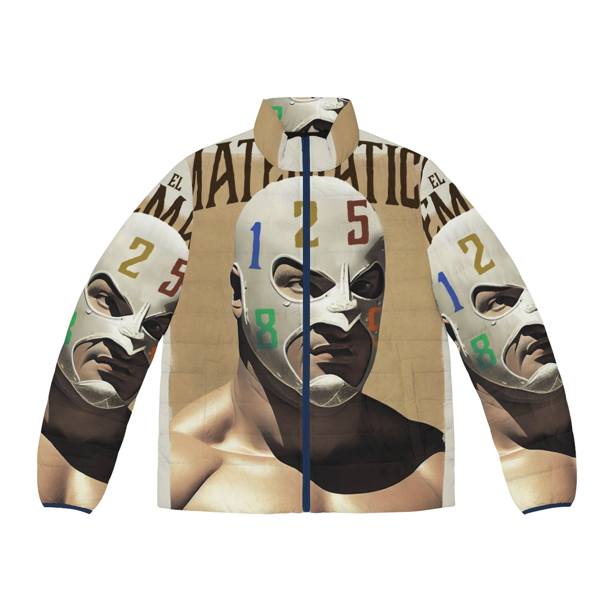 Mathematician Puffer Jacket featuring a wrestling and mathematical design