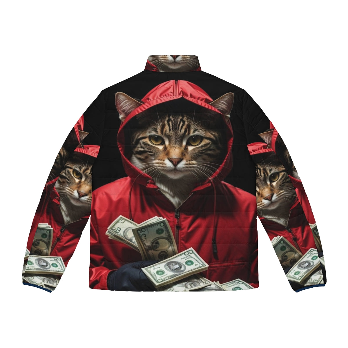 Money Heist La Casa De Papel Cat Puffer Jacket - Back