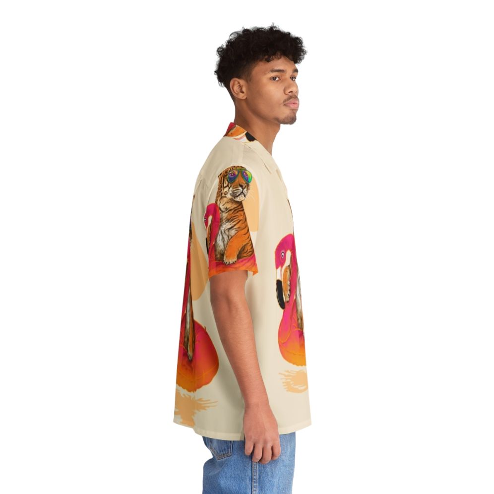 Stylish tropical flamingo tiger Hawaiian shirt - People Pight