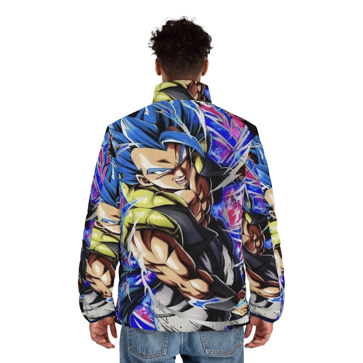 Dragon Ball Z Super Saiyan Blue Gogeta Puffer Jacket - men back