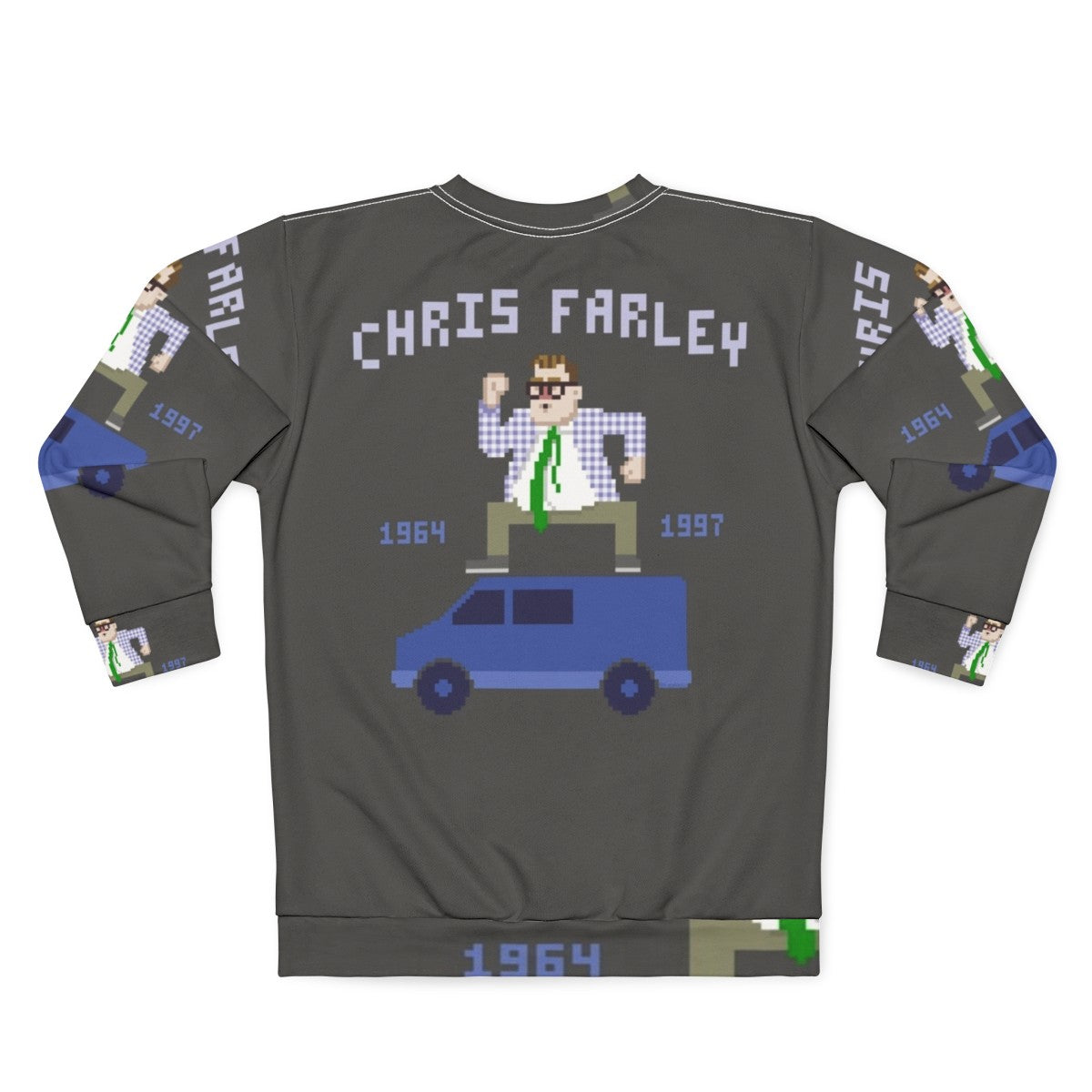 Chris Farley as Matt Foley from SNL in comedy sweatshirt - Back