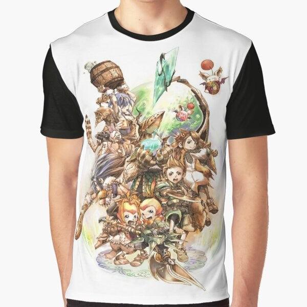 A fantasy-inspired t-shirt featuring a vibrant crystal design, perfect for RPG and adventure enthusiasts.