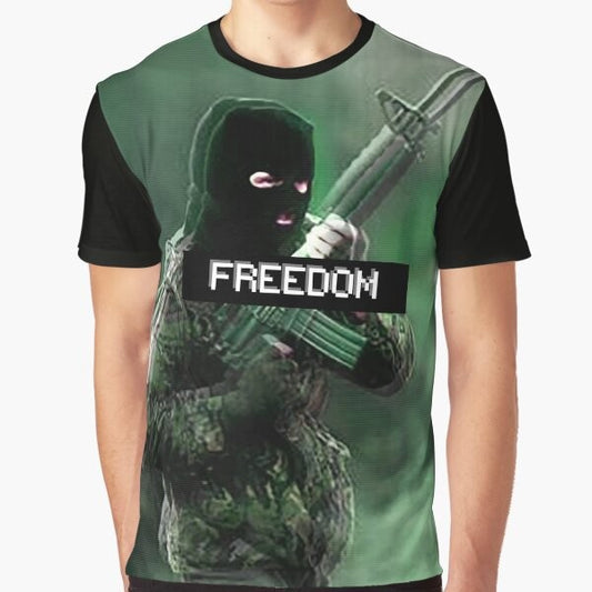 FREEDOM Graphic T-Shirt featuring Irish revolutionary symbols and slogans