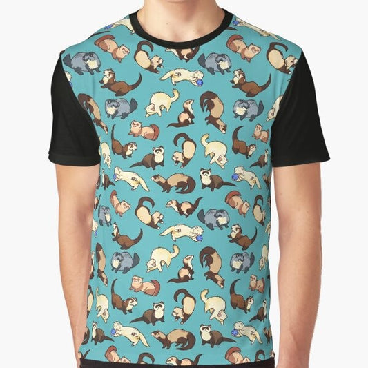 Cute graphic t-shirt with cat snake pattern design