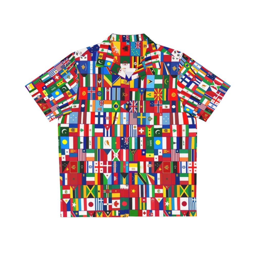 Hawaiian shirt with vibrant world flags design