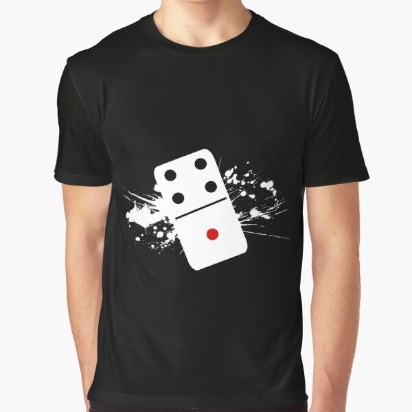 Domino graphic t-shirt with colorful dominoes design