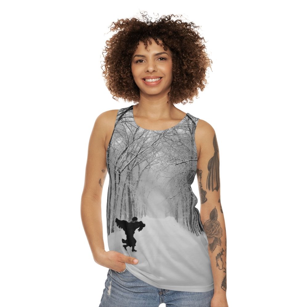 Joni Mitchell inspired unisex black crow graphic tank top - women