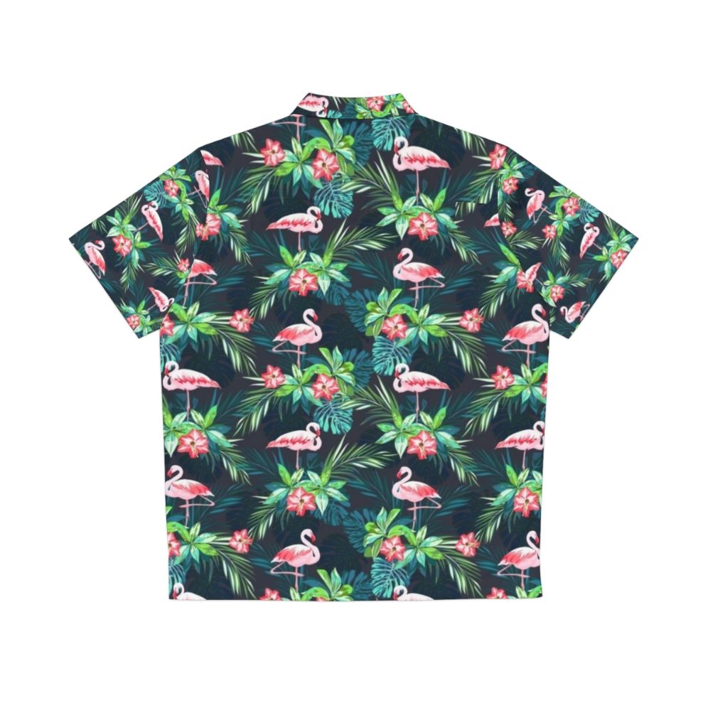 Bright flamingo Hawaiian shirt with tropical pattern - Back