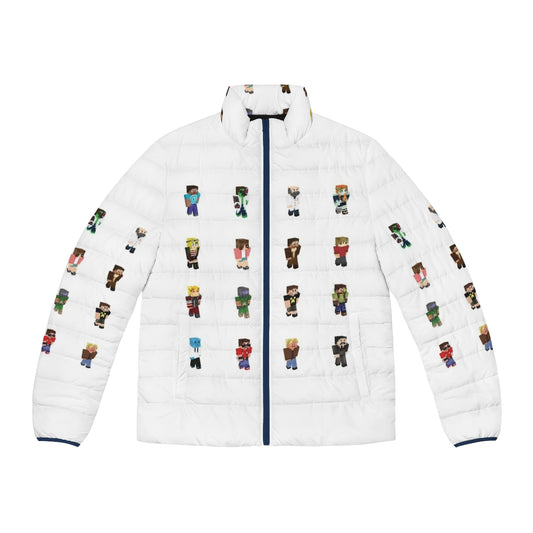 Hermitcraft inspired puffer jacket featuring popular Minecraft YouTubers