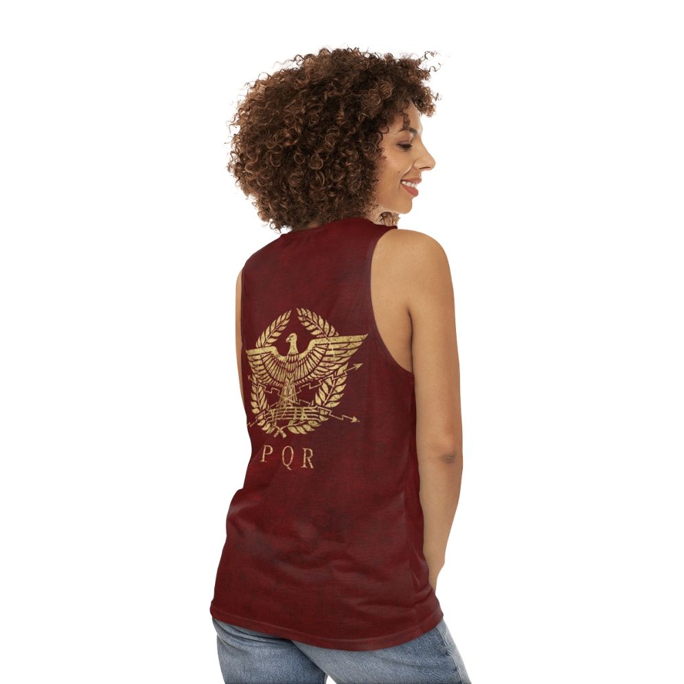 Vintage Gold Roman Empire Emblem Unisex Tank Top - women back