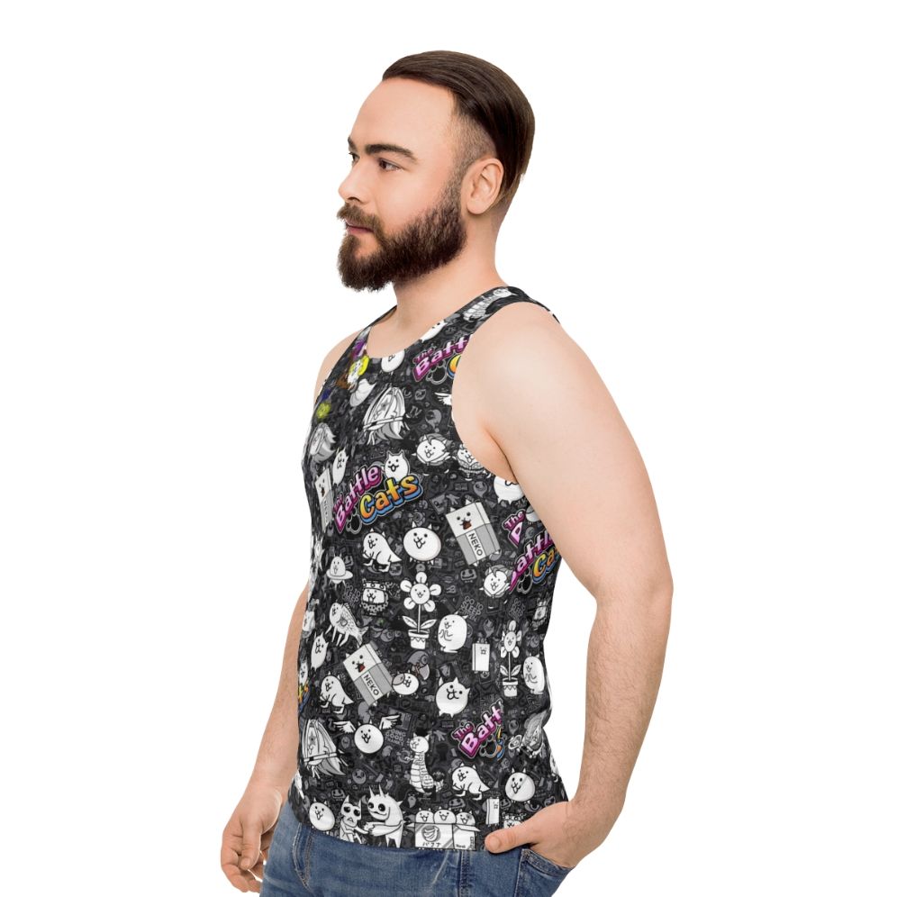 Battle Cats Unisex Tank Top with Cute Anime Style Cats - men side