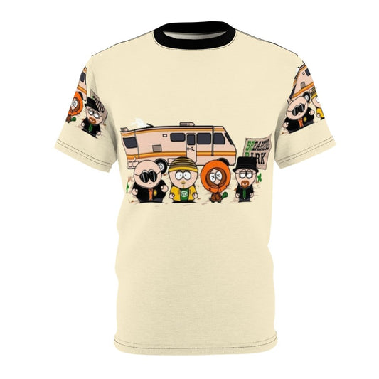 Breaking Park AOP T-shirt featuring a mashup of South Park and Breaking Bad characters